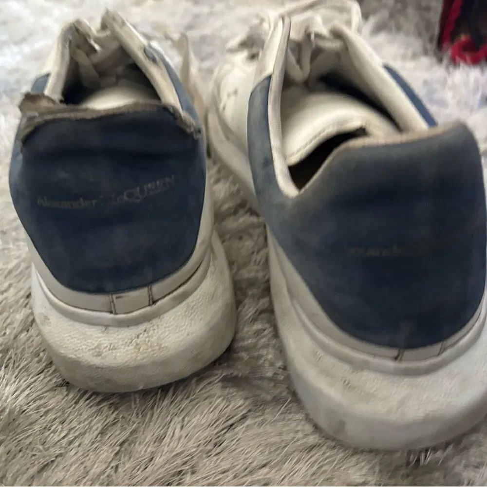 Alexander Mcqueens Powder blue sneakers platform shoes logo back trainers